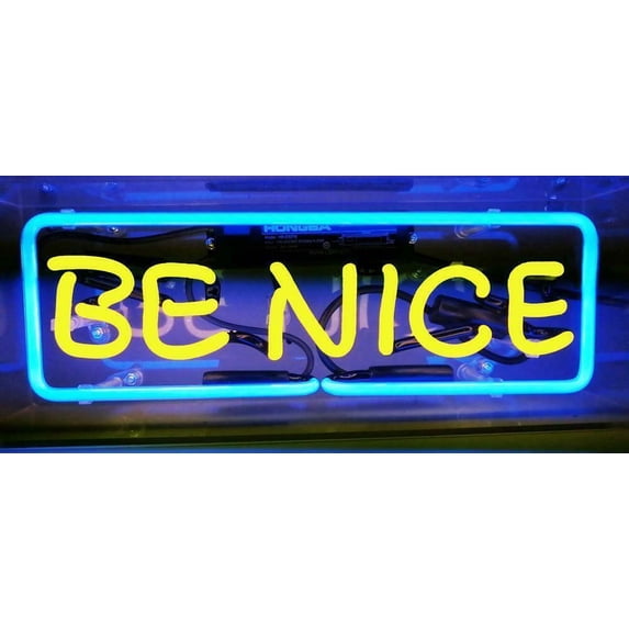 Queen Sense 17" Be Nice Neon Sign Acrylic Box Man Cave Beer Pub Bar Wall Decor Gift Artwork Handmade Neon Light WACR603