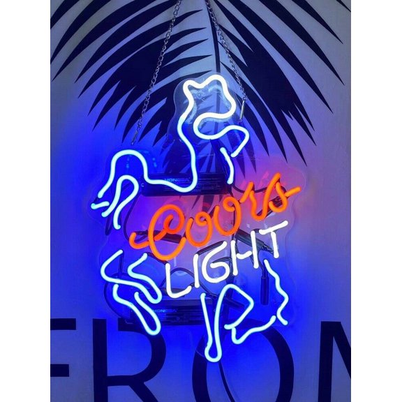 Queen Sense 17" Coor Light Cowboy Neon Sign Acrylic Man Cave Handmade Neon Light 117CLCBA2
