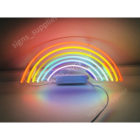 Queen Sense 17" Custom Rainbow Iridescent Neon Sign With Dimmer Acrylic Man Cave Beer Pub Bar Artwork Handmade Wall Decor Gift Neon Light 117RBAdim