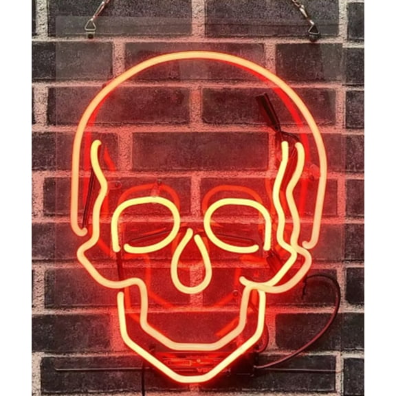 Queen Sense 17" Custom Skull Skeleton Neon Sign Acrylic Man Cave Beer Pub Bar Artwork Handmade Wall Decor Gift Neon Light 117SSRA-1