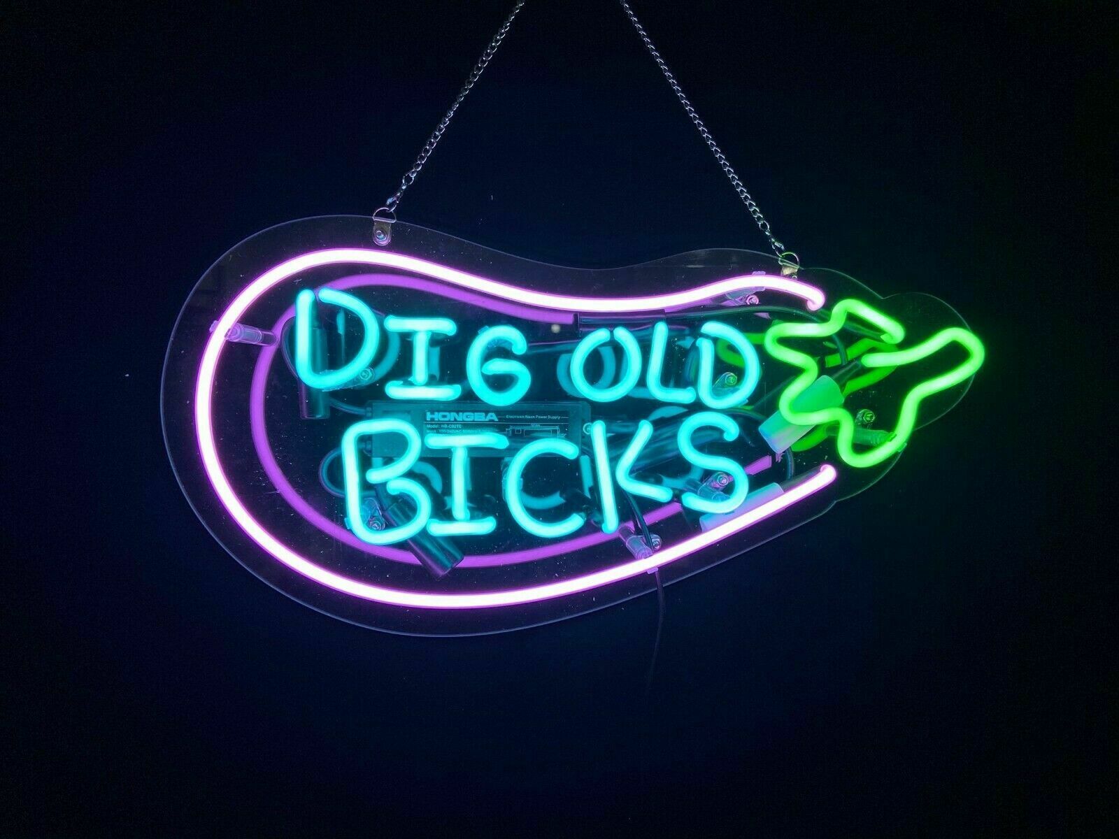 Queen Sense 17" Dig Old Bicks Eggplant Neon Sign Acrylic Man Cave