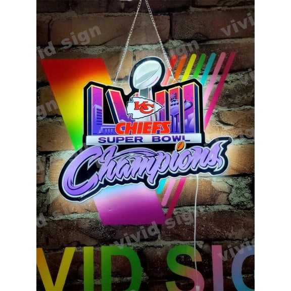 Queen Sense 17" For Kansas Citys Sports League Chiefs LVIII Champions 3D LED Sign Light Vivid Printing Tech Design Beer Bar Pub Decor Wall Decor Party Gift Artwork Lamp WNCL029