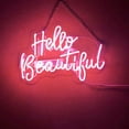 thumbnail image 1 of Queen Sense 17" Hello Beautiful Neon Sign With Dimmer Acrylic Man Cave Handmade Neon Light 117HBPA2Dim, 1 of 4