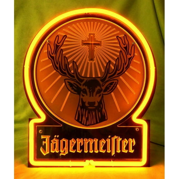 Queen Sense 17" Jagermeisters German 3D Carved Neon Sign Acrylic Man Cave Pub Bar Wall Decor Artwork Handmade Neon Light WAC055
