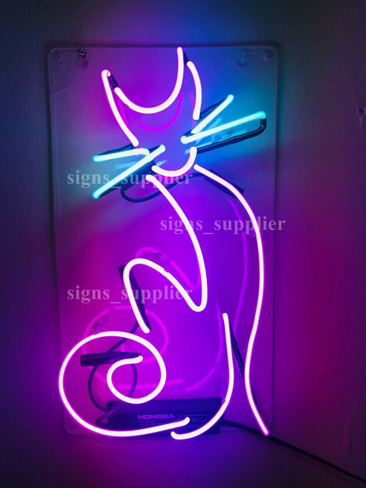 Queen Sense 17" Pussy Cat Neon Sign Acrylic Man Cave Handmade Neon Light 117PCA