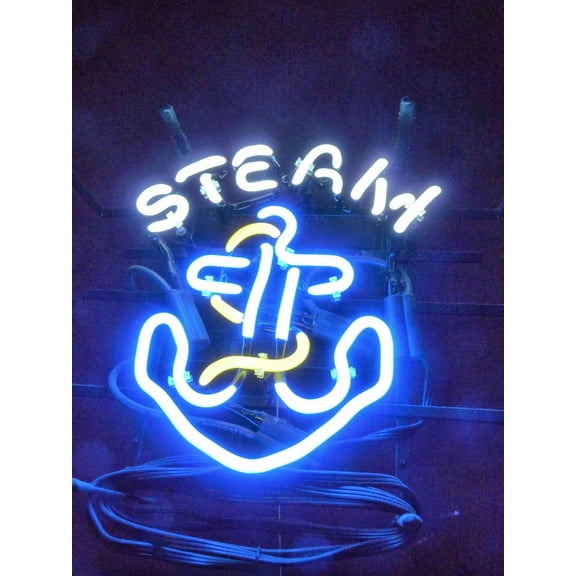 Queen Sense 17"x14" Anchor Steam Neon Sign Man Cave Pub Bar Wall Decor Artwork Handmade Neon Light 117ASBL