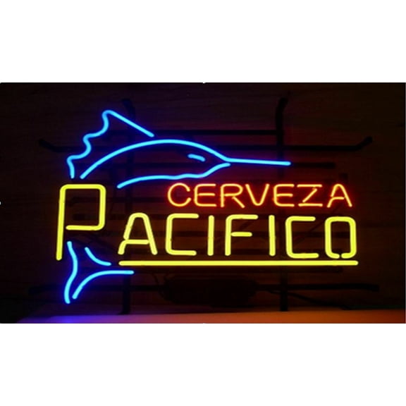 Queen Sense 17"x14" Cerveza Pacifico Swordfish Neon Sign Man Cave Handmade Neon Light 117CPSF