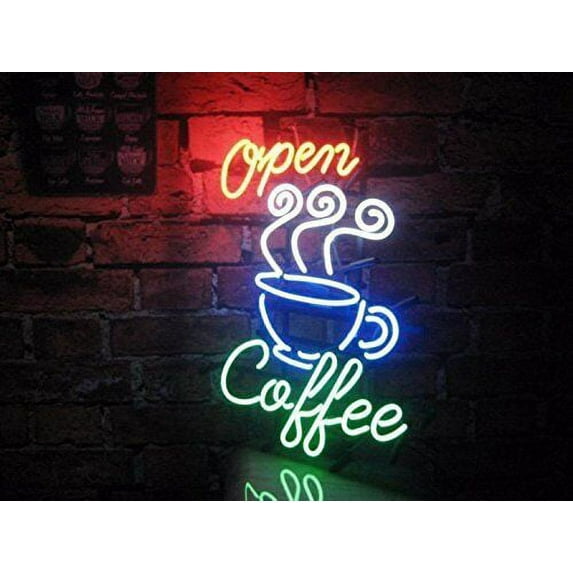 Queen Sense 17"x14" Coffee Open Neon Sign Man Cave Handmade Neon Light 117CFORBG
