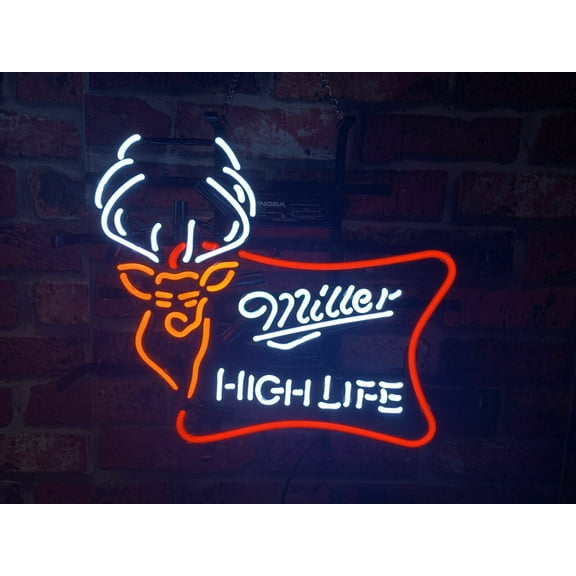 Queen Sense 17"x14" Millers High Life Deer Outdoors Buck Stag Neon Sign Man Cave Handmade Neon Light 117MHLLD