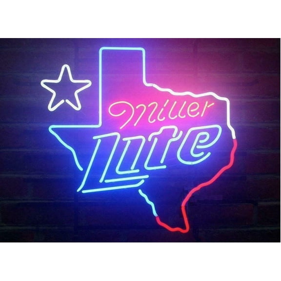 Queen Sense 17"x14" Millers Lite Texas Neon Sign Man Cave Handmade Neon Light 117MLTMLS