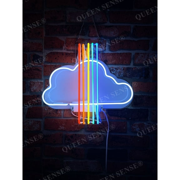 Queen Sense 17"x14" Rainbow Cloud Neon Sign HD Vivid Printing Handmade Artwork Neon Light 117RBCVVD