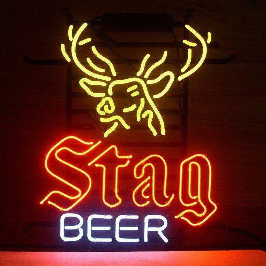Queen Sense 17"x14" Stag Beer Deer Neon Sign Man Cave Handmade Neon Light 117SBD