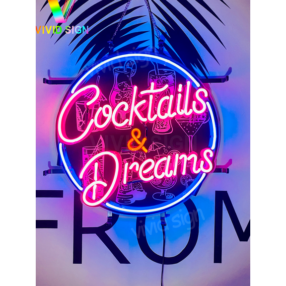 Queen Sense 17"x17" Martini Cocktails And Dreams Neon Sign HD Vivid Printing Handmade Artwork Neon Light 120CADVVD