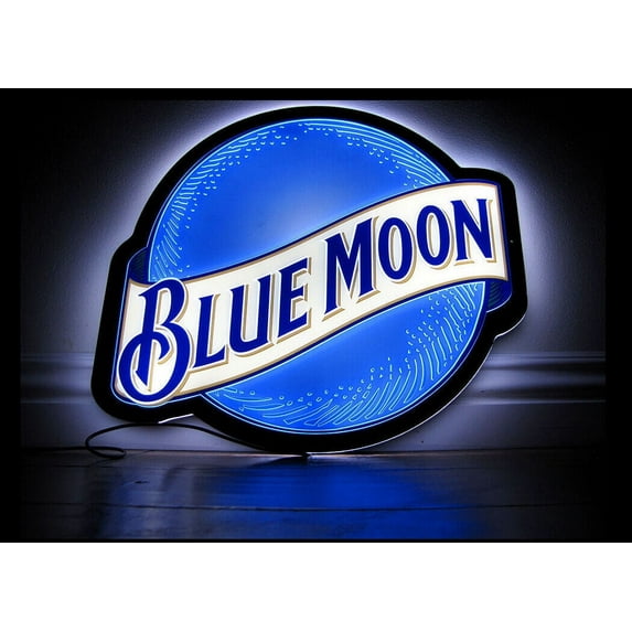 Queen Sense 20" Blue Moons 2D LED Sign Light Vivid Printing Tech Design Beer Bar Pub Decor Lamp 120BMLED2D