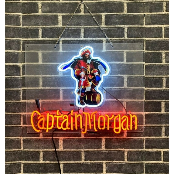 Queen Sense 20" Captain Morgans Neon Sign Acrylic Man Cave Handmade Neon Light 120CMRLA