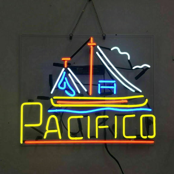 Queen Sense 20" Cerveza Pacifico Sailboat Neon Sign Acrylic Man Cave Handmade Neon Light 120CPSBA
