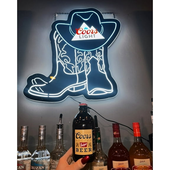 Queen Sense 20" Custom Coor Light Cowboy Boot 2D LED Sign Light Vivid Printing Tech Design Beer Bar Pub Decor Wall Decor Party Gift Artwork Lamp 120CLCBB-LED2D