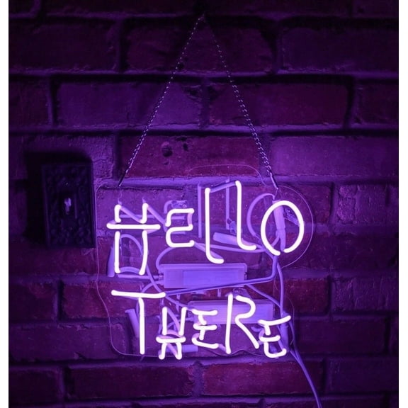 Queen Sense 20" Custom Hello There Hell Here Neon Sign With On/Off Switch For O and T Man Cave Beer Pub Bar Artwork Handmade Wall Decor Gift Neon Light 120HTHHPPA