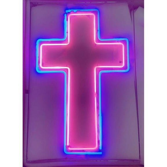 Queen Sense 20" Custom Jesus Cross Neon Sign Acrylic Man Cave Beer Pub Bar Artwork Handmade Wall Decor Gift Neon Light 120JCPBAB