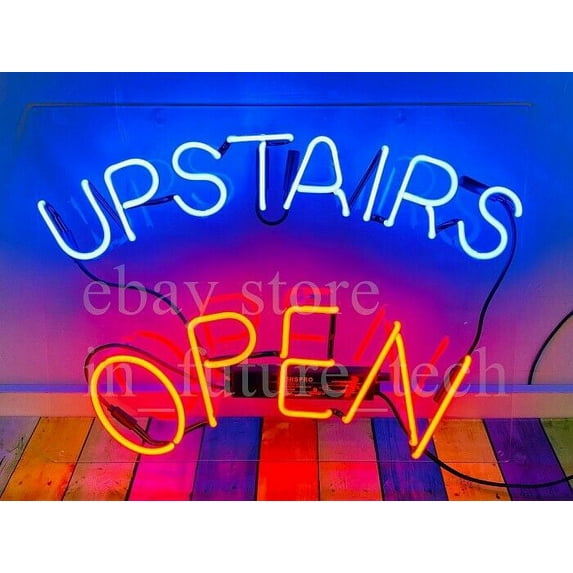 Queen Sense 20" Upstairs Open Neon Sign Acrylic Man Cave Handmade Neon Light 120USOSA
