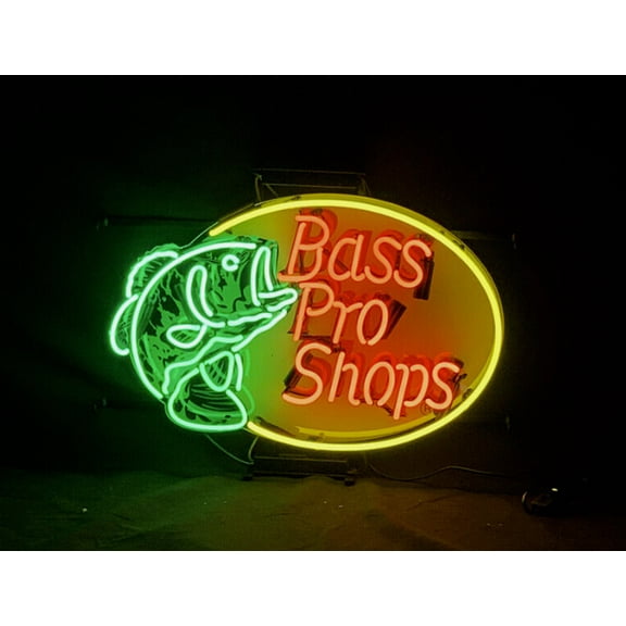 Queen Sense 20"x13" Custom Bass Fish Shops Neon Sign HD Vivid Man Cave Wall Decor Handmade Beer Pub Bar Printing Artwork Wall Party Gift Neon Light W120FBPSVVD