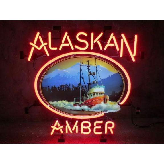 Queen Sense 20"x16" Alaskan Amber Neon Sign Man Cave Handmade Neon Light 120AAL