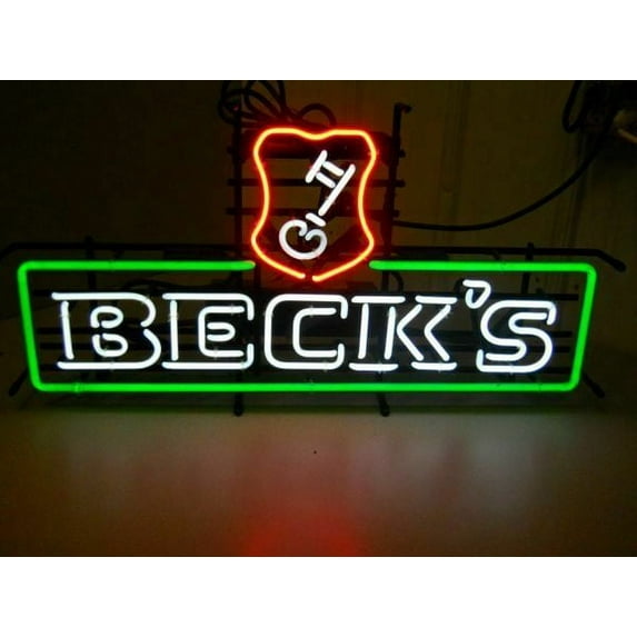 Queen Sense 20"x16" Beck's Beer Key Neon Sign Man Cave Handmade Neon Light 120BBKLV2