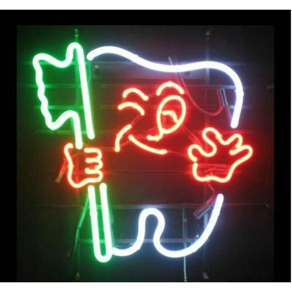 Queen Sense 20"x16" Clinic Dentist Teeth Open Neon Sign Man Cave Handmade Neon Light 120CIDT