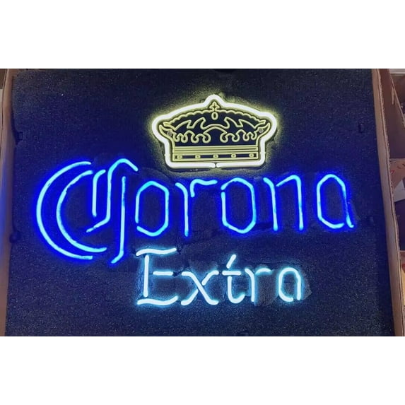 Queen Sense 20"x16" Coronas Extra Crown Neon Sign Man Cave Pub Bar Wall Decor Artwork Handmade Neon Light 120CECLB