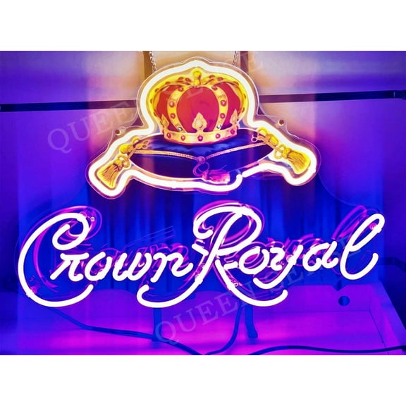 Queen Sense 20"x16" Crown Royals Neon Sign HD Vivid Printing Handmade Artwork Neon Light 120CRLBVVD