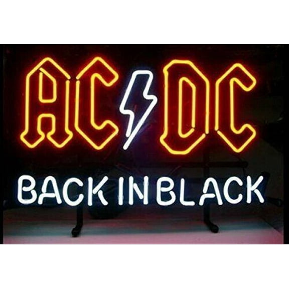 Queen Sense 20"x16" Custom AC DC ACDC Back In Black Neon Sign Man Cave Beer Pub Bar Artwork Handmade Wall Decor Gift Neon Light 120ACDCBIB