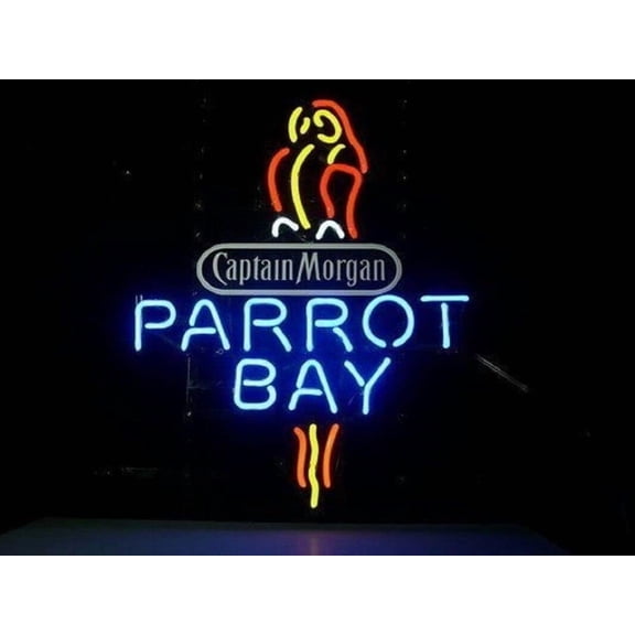 Queen Sense 20"x16" Custom Captain Morgans Parrot Bay Neon Sign Man Cave Beer Pub Bar Artwork Handmade Wall Decor Gift Neon Light 120CMPB