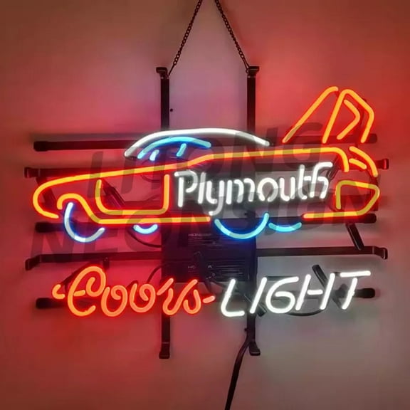 Queen Sense 20"x16" Custom Coor Light Beer Plymouth Racing Car Neon Sign Man Cave Beer Pub Bar Artwork Handmade Wall Decor Gift Neon Light 120CLBPRC