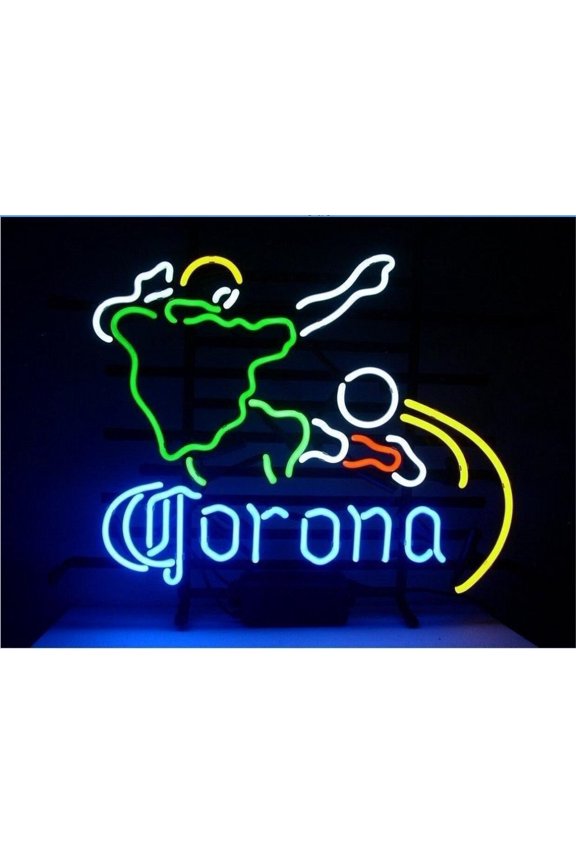 20"x16" Custom Coronas Soccer Ball Player Neon Sign Man Cave Beer Pub Bar Artwork Handmade Wall Decor Gift Neon Light 120CSBP