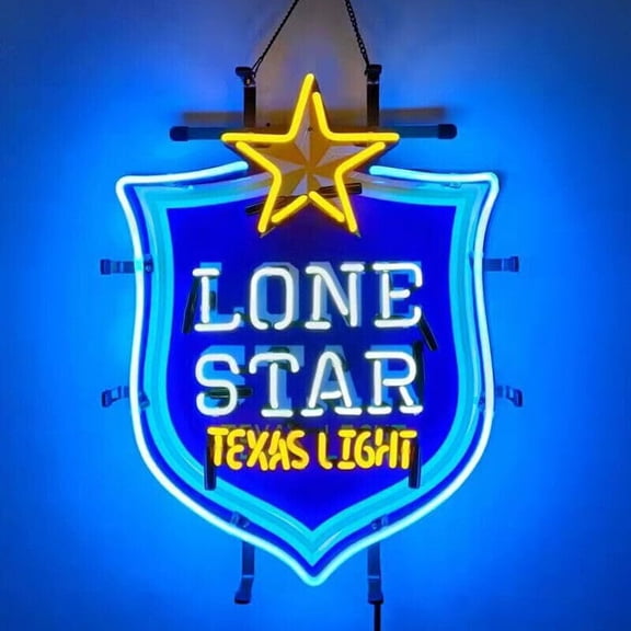 Queen Sense 20"x16" Custom Lone Stars Texas Light Beer Neon Sign HD Vivid Printing Handmade Artwork Beer Bar Pub Decor Wall Party Gift Neon Light 120LSTLBLVVD