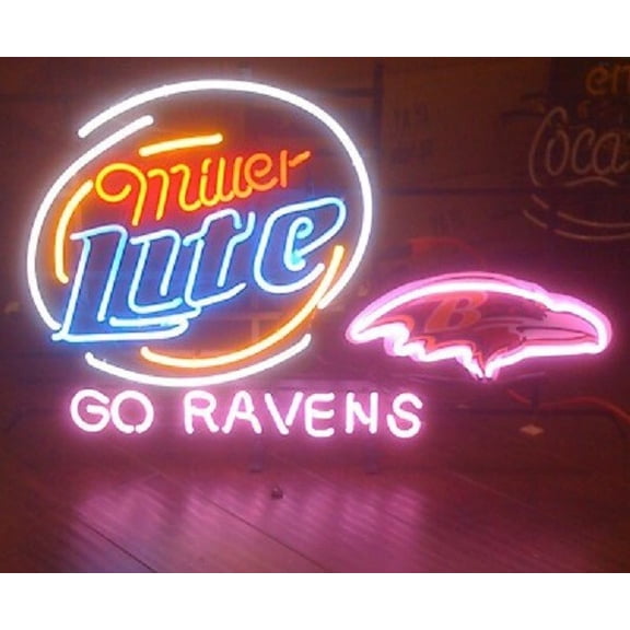 Queen Sense 20"x16" Custom Millers Lite For Baltimores Sports League Go Ravens Neon Sign Man Cave Beer Pub Bar Artwork Handmade Wall Decor Gift Neon Light 120MLLV3BRLBGR