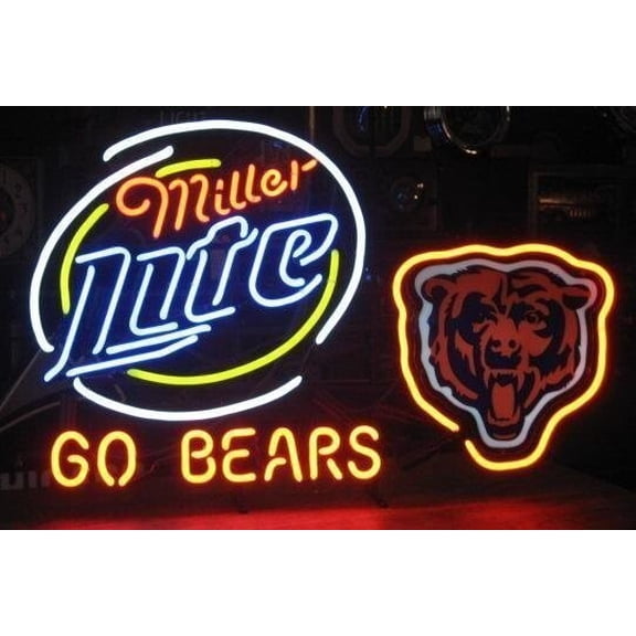 Queen Sense 20"x16" Custom Millers Lite For Chicagos Sports League Go Bears Neon Sign Man Cave Beer Pub Bar Artwork Handmade Wall Decor Gift Neon Light 120MLLV3CBTLGB