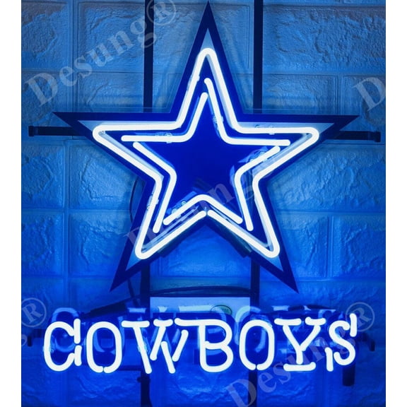 Queen Sense 20"x16" Dallas Sports Team Cowboy Neon Sign HD Vivid Printing Handmade Artwork Neon Light 120DCBLVVD