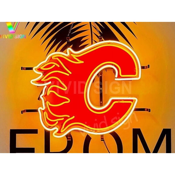 Queen Sense 20"x16" For Calgarys Sports Team Flames Neon Sign HD Vivid Printing Handmade Artwork Neon Light 120CFLVVD