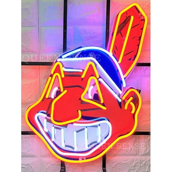 Queen Sense 20"x16" For Clevelands Sports Team Indians Neon Sign HD Vivid Printing Handmade Artwork Neon Light 120CILVVD