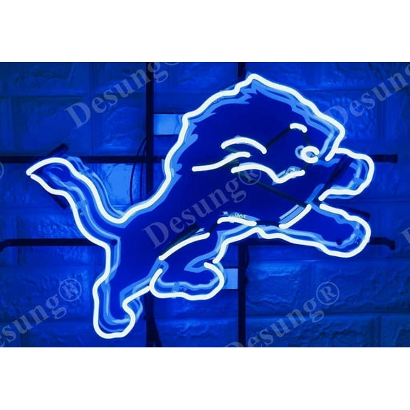 Queen Sense 20"x16" For Detroits Sports Team Lions Neon Sign HD Vivid Printing Handmade Artwork Neon Light 120DLLVVD