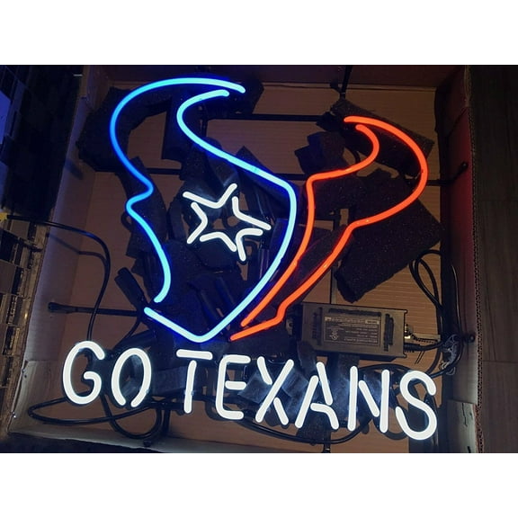 Queen Sense 20"x16" For Houstons Sports Team Texans Go Texans Neon Sign Man Cave Handmade Neon Light 120HTLGT