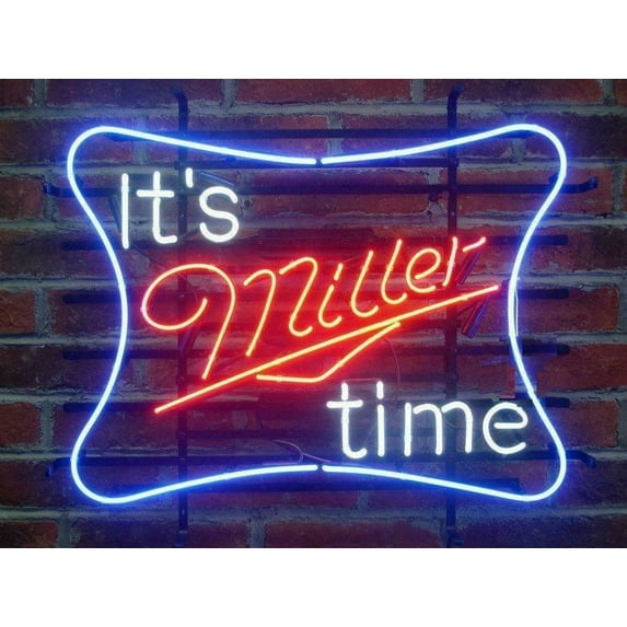 Queen Sense 20"x16" It's Millers Time Neon Sign Man Cave Handmade Neon Light 120IMT