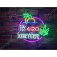 thumbnail image 1 of Queen Sense 20"x16" Its 420 Somewhere Palm Tree Neon Sign Man Cave Handmade Neon Light 120I420SWLI, 1 of 1