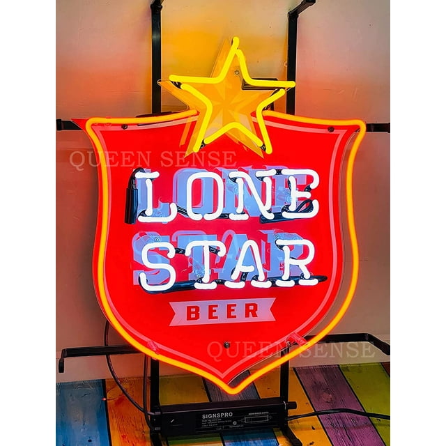 Queen Sense 20"x16" Lone Stars Beer Neon Sign HD Vivid Printing Handmade Artwork Neon Light 120LSBLVVD