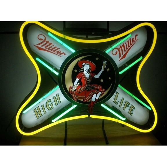 Queen Sense 20"x16" Millers High Life Girl Neon Sign Man Cave Handmade Neon Light 120MHLGVVD