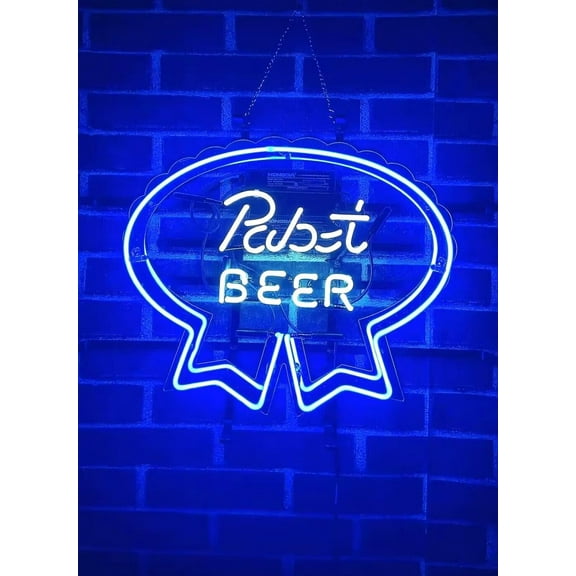 Queen Sense 20"x16" Pabst Blue Ribbons Beer Neon Sign Man Cave Pub Bar Beer Artwork Handmade Wall Decor Neon Light 120PBRBLV5
