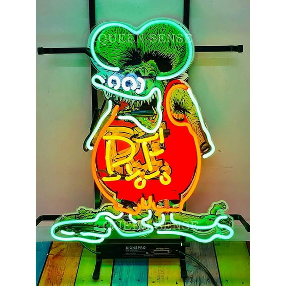Queen Sense 20"x16" Rat Fink's Neon Sign HD Vivid Printing Handmade Artwork Neon Light 120RFVVD