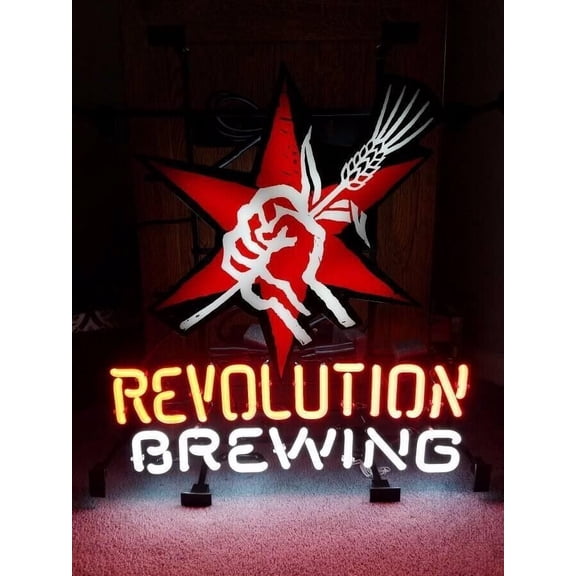 Queen Sense 20"x16" Revolution Brewing Neon Sign Man Cave Handmade Neon Light 120REVB