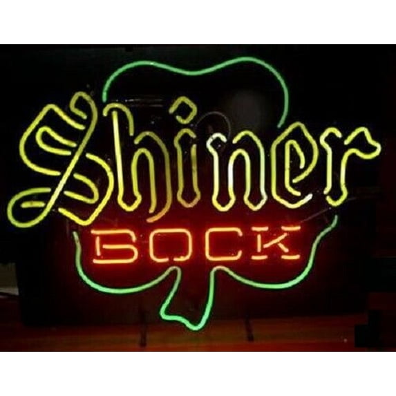 Queen Sense 20"x16" Shiner Bocks Clover Neon Sign Man Cave Handmade Neon Light 120SBC
